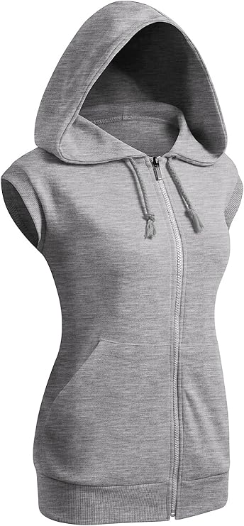 clovery 女式无袖连帽衫基本款连帽衫拉链